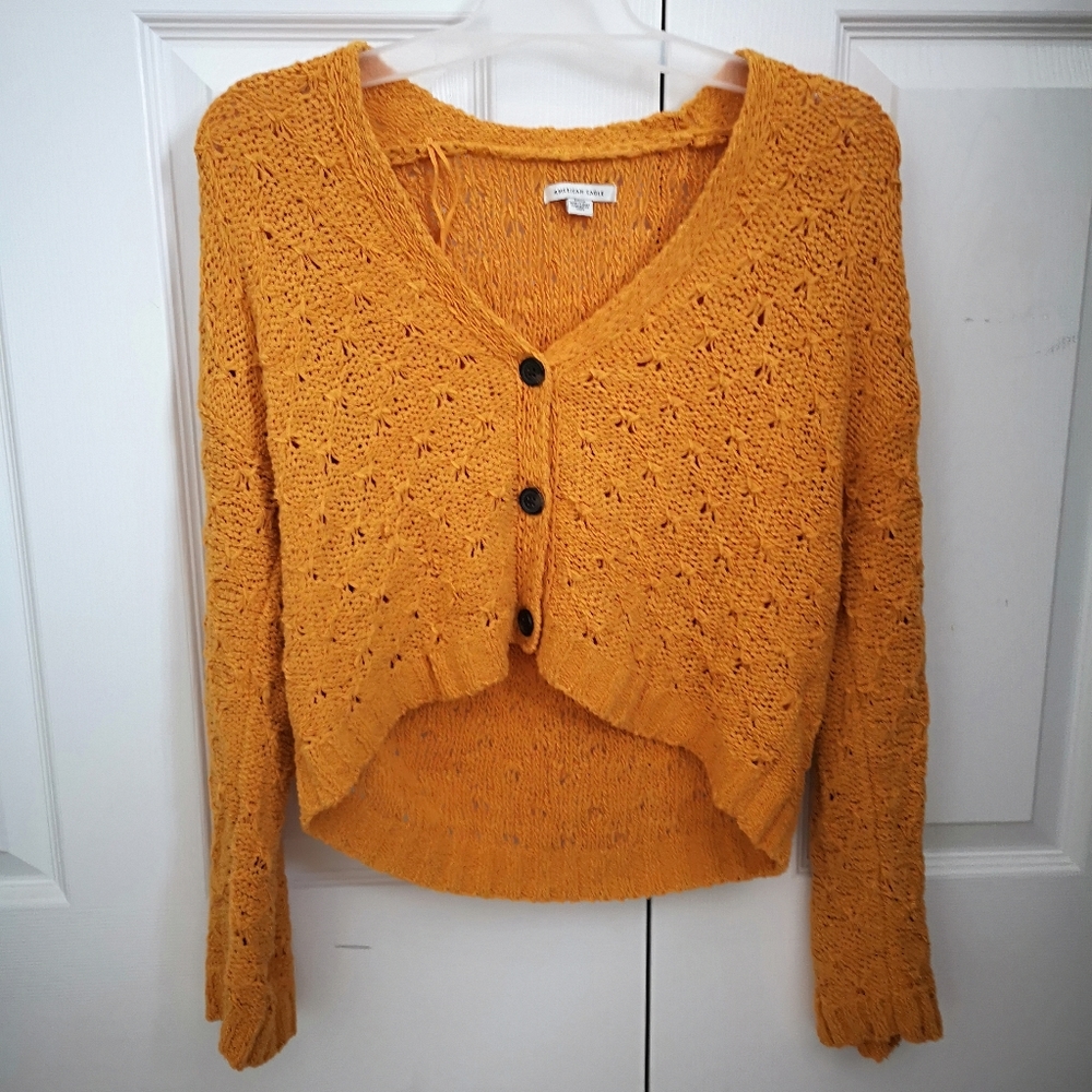 American Eagle orange button down cardigan